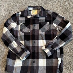Stylish Black and Gray Plaid Kids Button Down Shirt